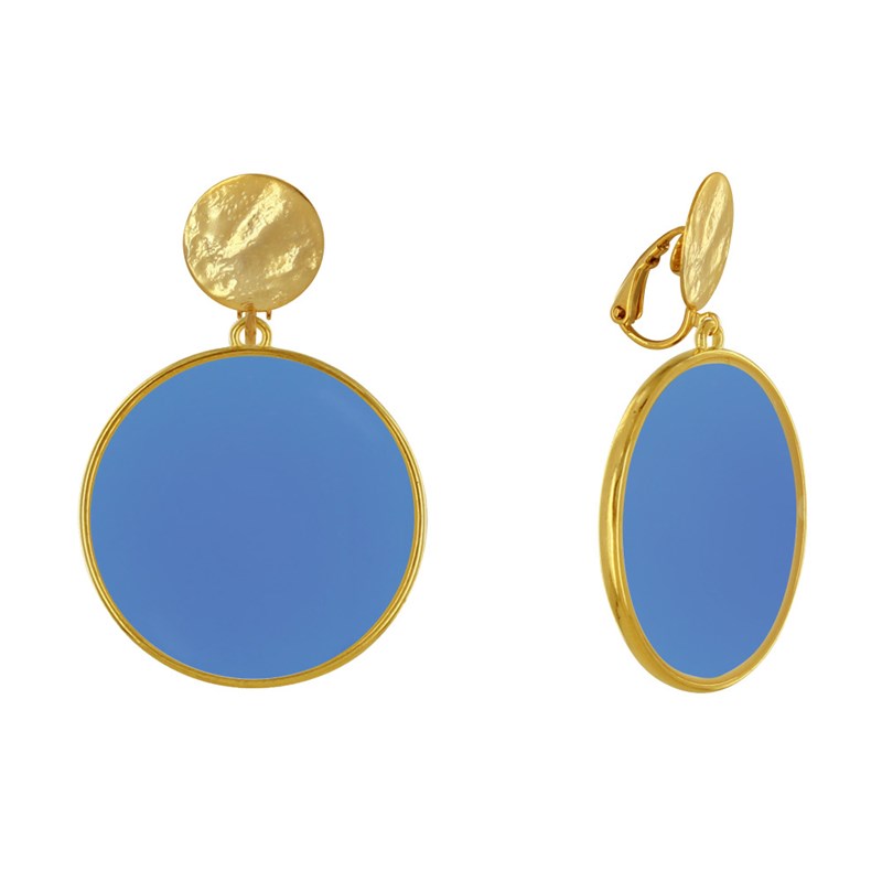 Boucles d'Oreilles Clip Métal Doré Cercle Coloré Translucide