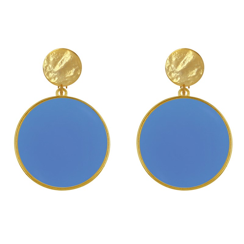 Boucles d'Oreilles Clip Métal Doré Cercle Coloré Translucide - vue 2
