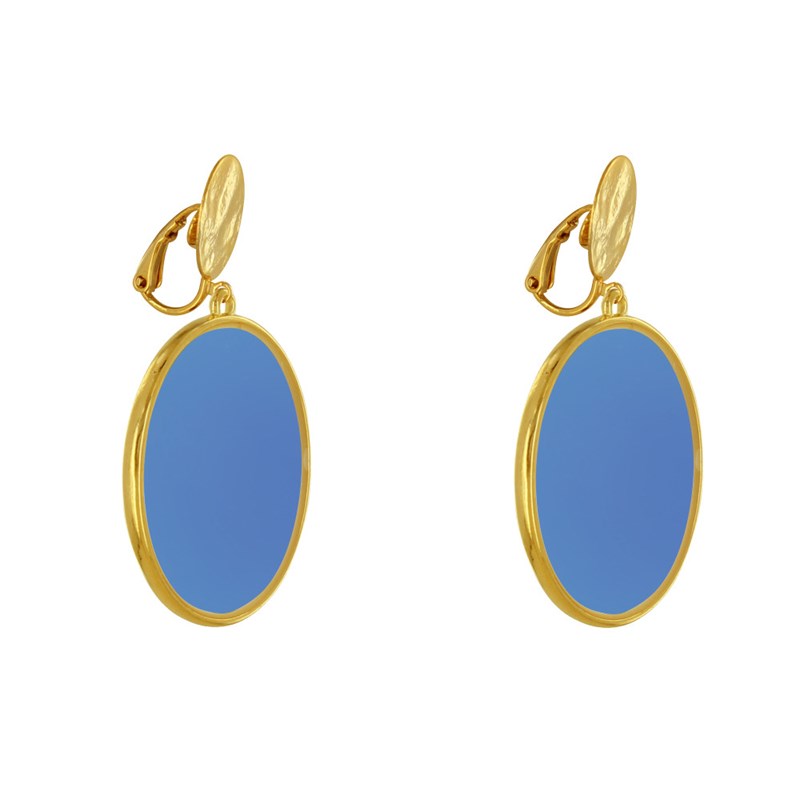 Boucles d'Oreilles Clip Métal Doré Cercle Coloré Translucide - vue 3