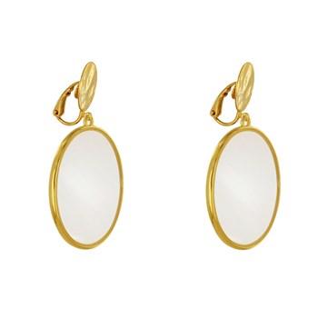 Boucles d'Oreilles Clip Métal Doré Cercle Coloré Translucide