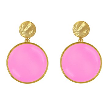 Boucles d'Oreilles Clip Métal Doré Cercle Coloré Translucide