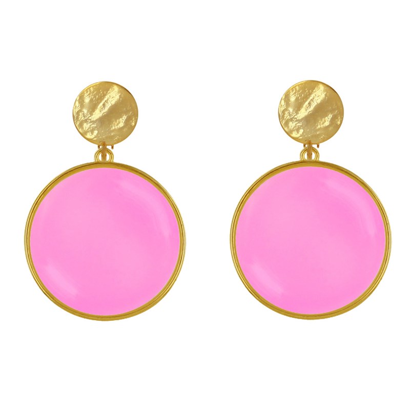 Boucles d'Oreilles Clip Métal Doré Cercle Coloré Translucide - vue 2