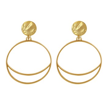 Crescent Moon and Circle Metal Clip Earrings