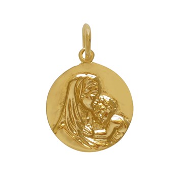 Gold-plated Pendant Round Medal Virgin and Child