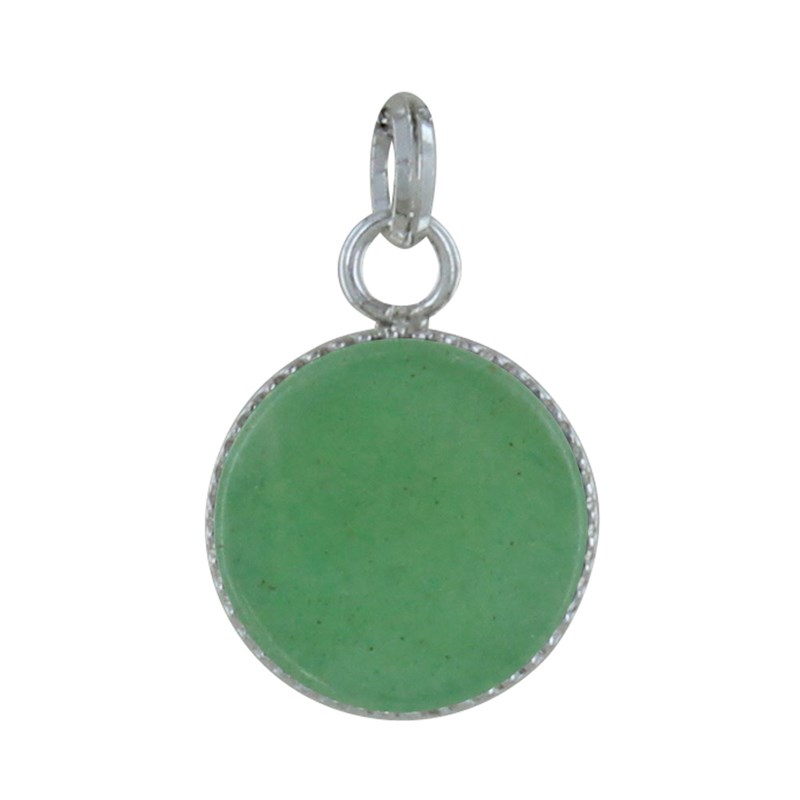 Pendentif Argent 925 Rond Dentelé d'Aventurine