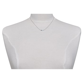 Collier Chaine Argent 925 Rhodié Quatre Perles Facettées de Topaze et Un Diamant Noir Facettée