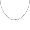 Collier Chaine Argent Rhodié Quatre Perles Facettées de Quartz Rose et Un Diamant Noir Facettée - vue V1