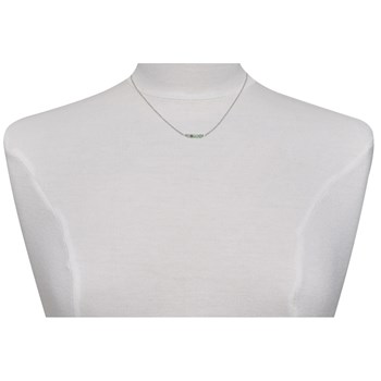 Collier Chaine Argent 925 Rhodié Quatre Perles Facettées d'Aventurine et Un Diamant Noir Facettée