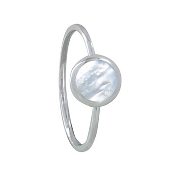 Bague Argent 925 Petit Rond de Nacre Ivoire