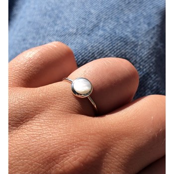 Bague Argent 925 Petit Rond de Nacre Ivoire
