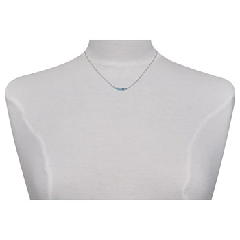 Collier Chaine Argent 925 Rhodié Quatre Perles Facettées d'Amazonite et Un Diamant Noir Facettée
