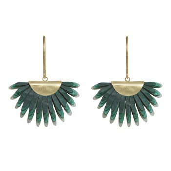 Brass Leather Leaf Earrings