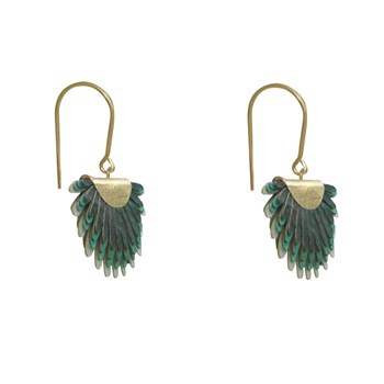 Brass Leather Leaf Earrings