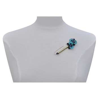 Broche Laiton Tube et Orchidées en Cuir