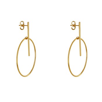Boucles d'Oreilles Laiton Doré Tige et Anneau