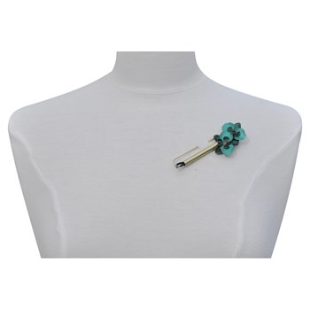 Broche Laiton Tube et Orchidées en Cuir