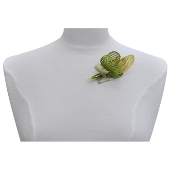 Broche Laiton Algas en Cuir