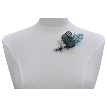 Broche Laiton Algas en Cuir