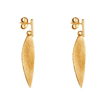 Goudkoperen gehamerde blad en steel oorbellen