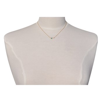 Gold-plated 5 Oval and Round Strass Necklace - Green