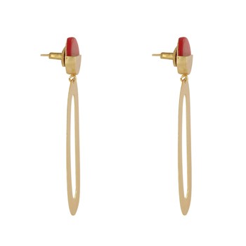 Kleine Gekleurde Schijf en Grote Opengewerkte Ovale Gouden Messing Oorbellen