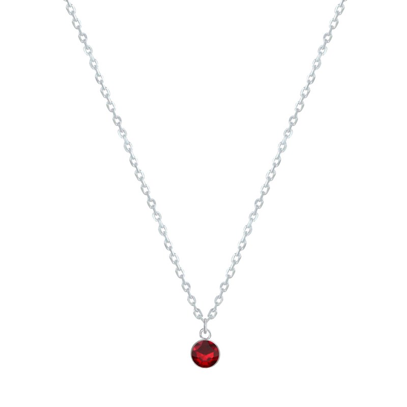 Collier Chaine Argent 925 et Strass - Rouge