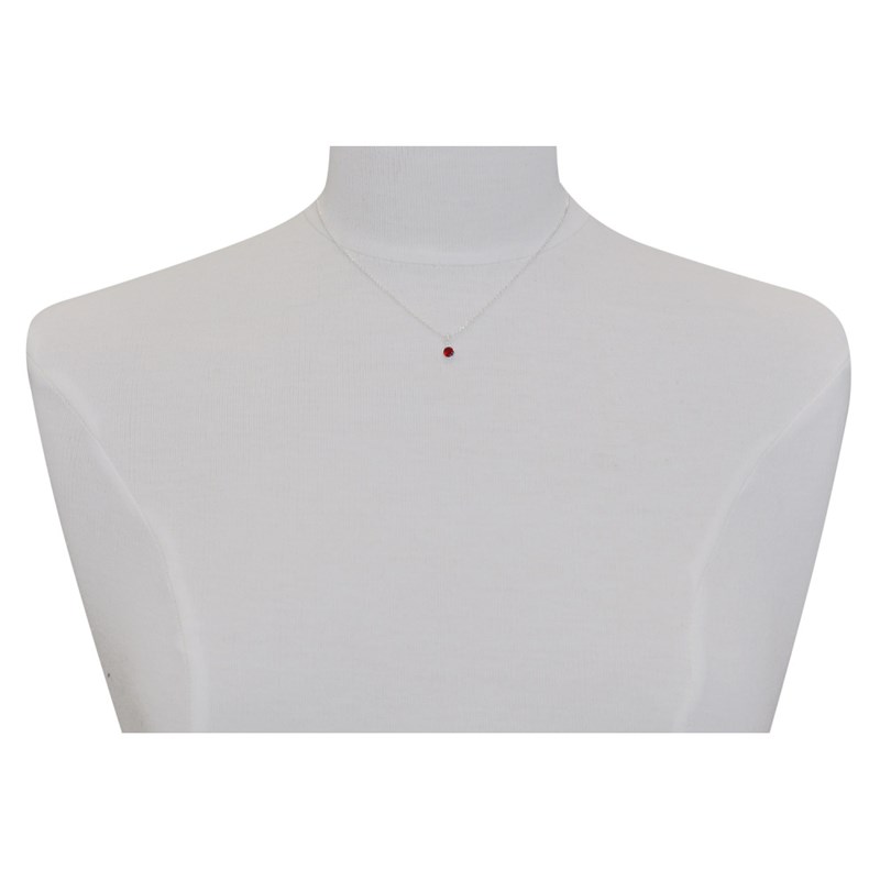 Collier Chaine Argent 925 et Strass - Rouge - vue 2