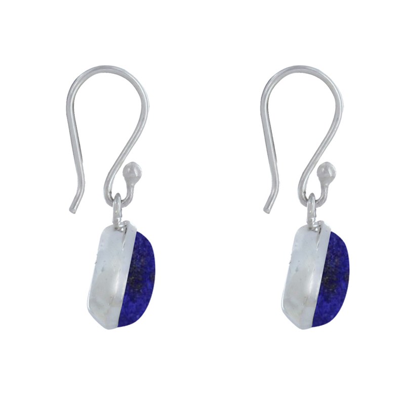 Boucles d'Oreilles Argent 925 Crochet Petite Goutte de Lapis Lazuli - vue 3