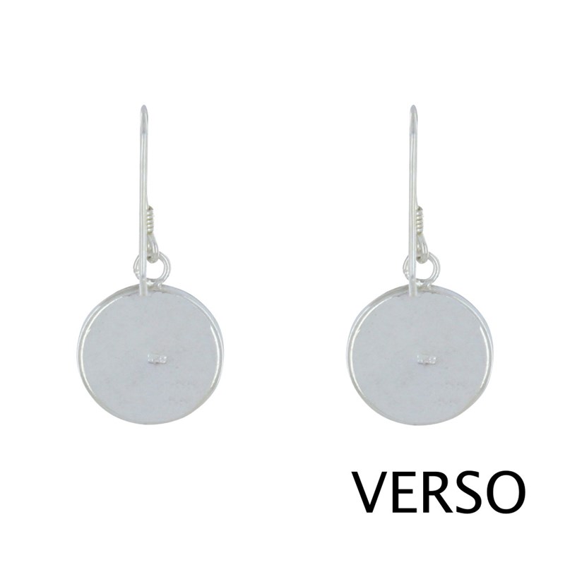 Boucles d'Oreilles Argent 925 Petit Crochet Grand Oeil de Sainte Lucie Rond - vue 4