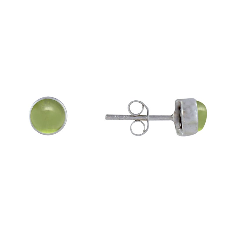 Boucles d'Oreilles Clous Argent 925 Demi Perle de Péridot