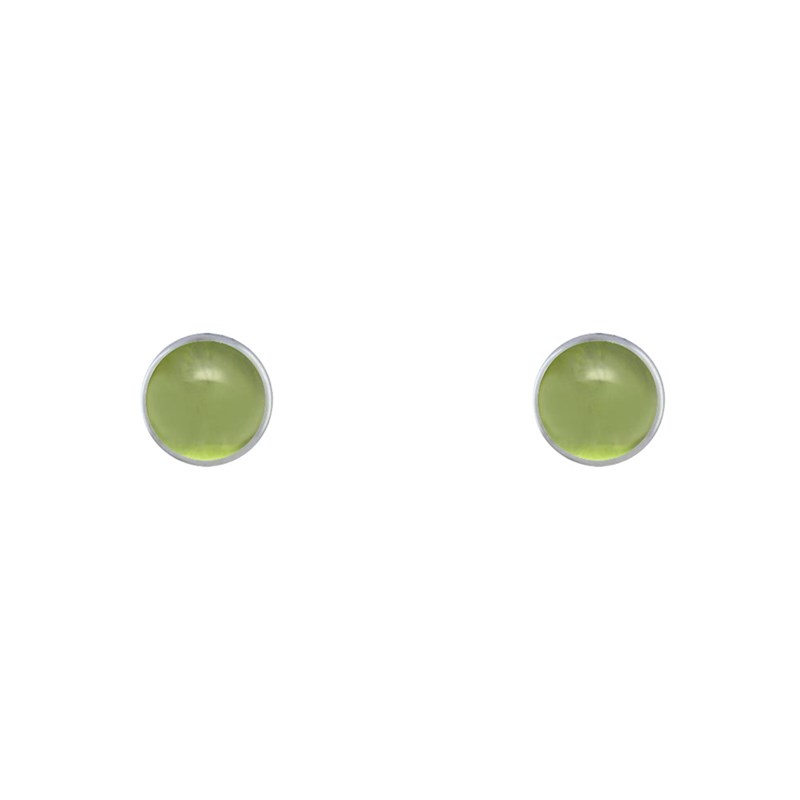 Boucles d'Oreilles Clous Argent 925 Demi Perle de Péridot - vue 2