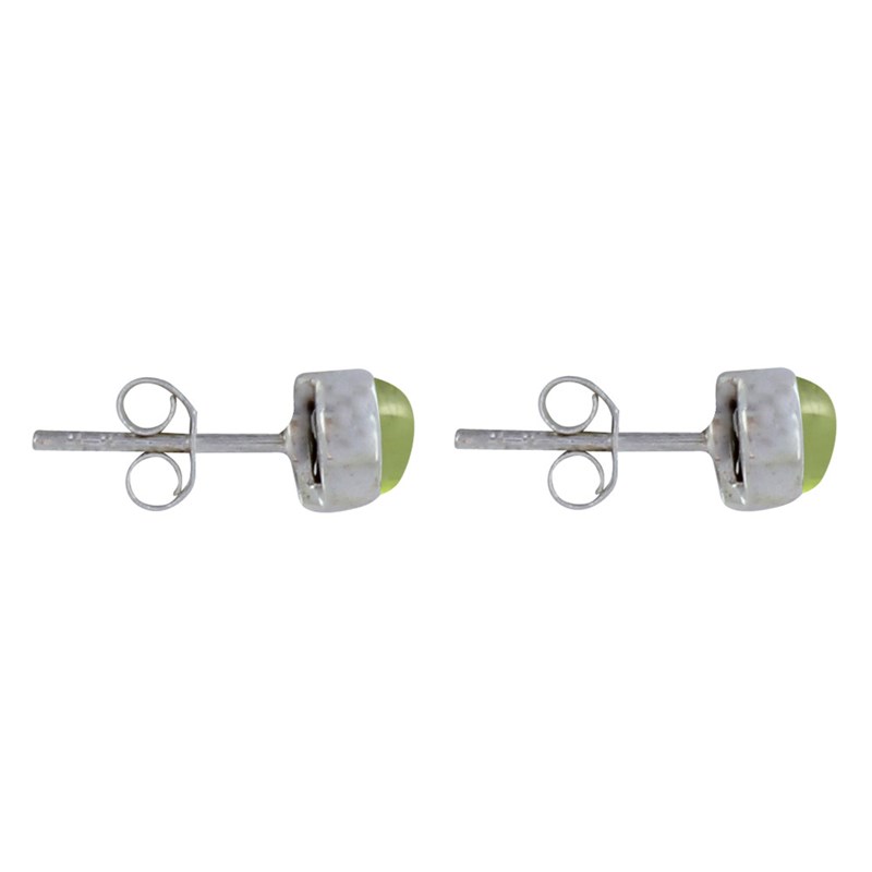 Boucles d'Oreilles Clous Argent 925 Demi Perle de Péridot - vue 3