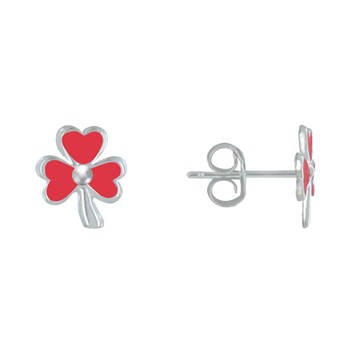 Boucles d'Oreilles Argent 925 Trèfle Emaillée
