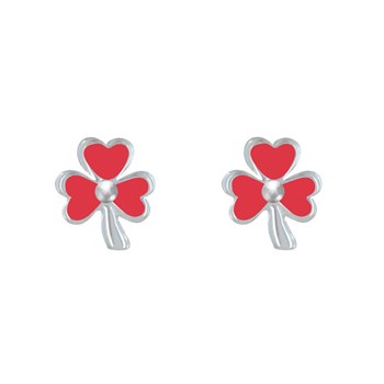 Boucles d'Oreilles Argent 925 Trèfle Emaillée
