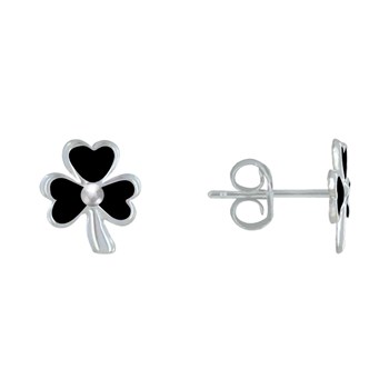 Boucles d'Oreilles Argent 925 Trèfle Emaillée