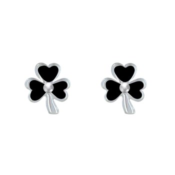 Boucles d'Oreilles Argent 925 Trèfle Emaillée