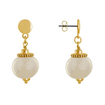 Vergulde metalen oorbellen met grote keramische parels