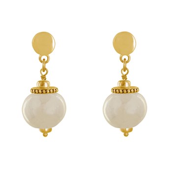 Vergulde metalen oorbellen met grote keramische parels