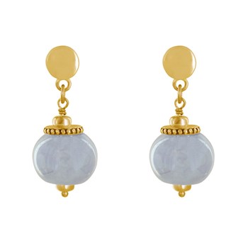 Vergulde metalen oorbellen met grote keramische parels