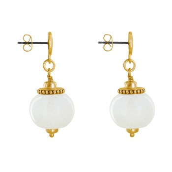 Vergulde metalen oorbellen met grote keramische parels