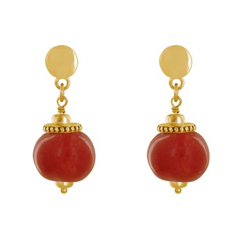 Vergulde metalen oorbellen met grote keramische parels