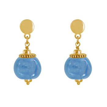 Vergulde metalen oorbellen met grote keramische parels