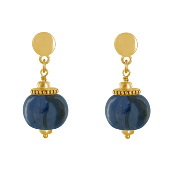 Vergulde metalen oorbellen met grote keramische parels