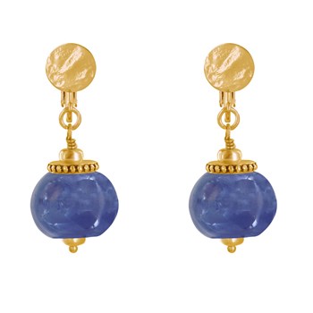 Vergulde metalen clip oorbellen met grote keramische kralen