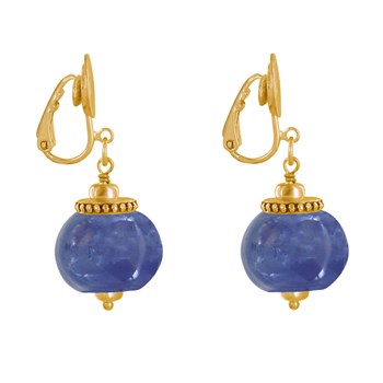 Vergulde metalen clip oorbellen met grote keramische kralen