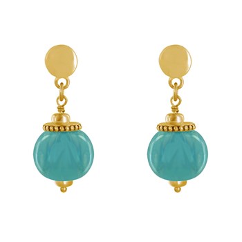 Vergulde metalen oorbellen met grote keramische parels