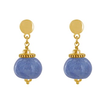 Vergulde metalen oorbellen met grote keramische parels