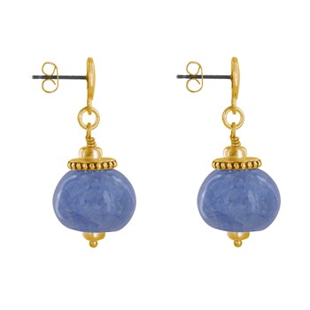 Vergulde metalen oorbellen met grote keramische parels