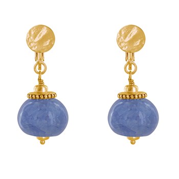 Vergulde metalen clip oorbellen met grote keramische kralen