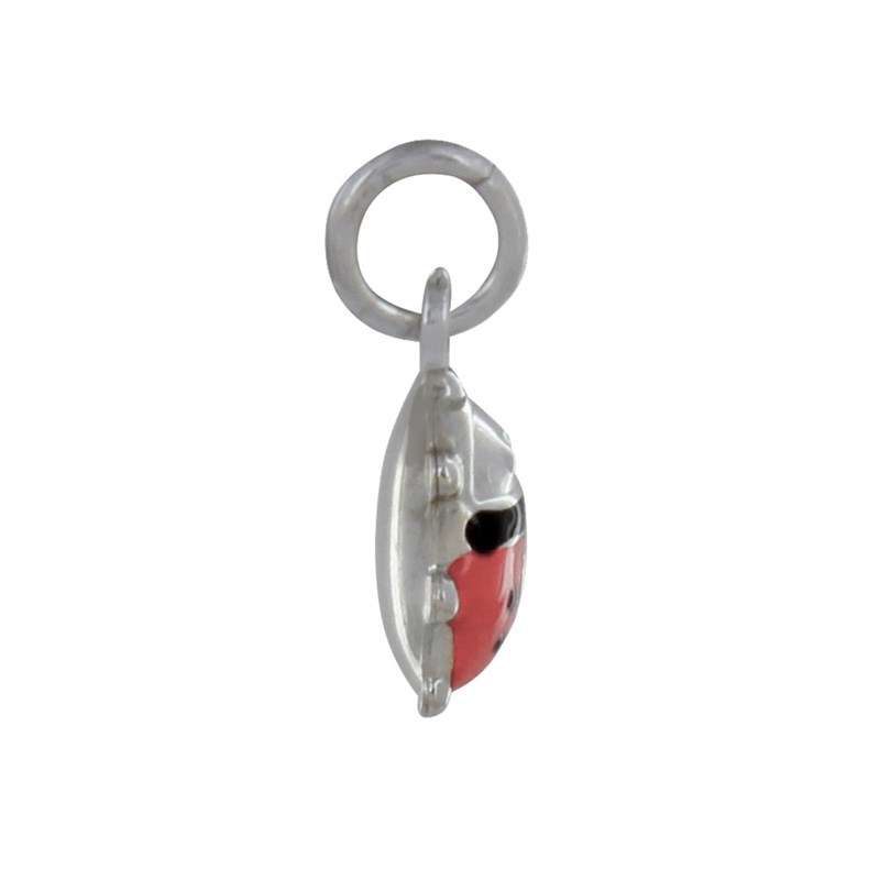 Pendentif Argent 925 Coccinelle Bombée Ligne Rouge et Noire - vue 2